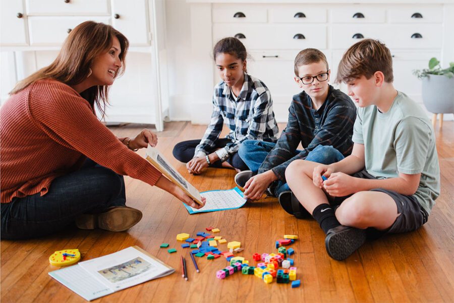 Children working through The Math Map