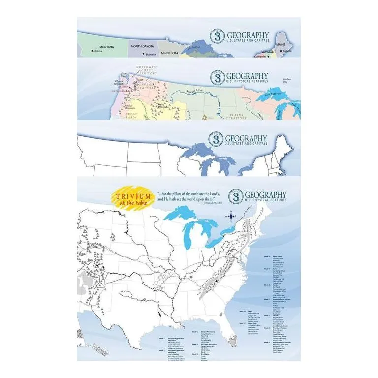 Trivium At The Table Placemats: Cycle 3 Geography (Set Of 2)
