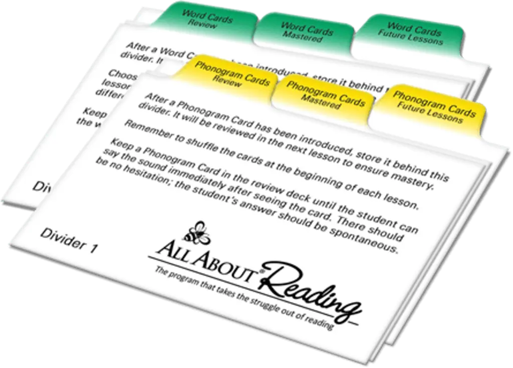 All about Reading Reading Divider cards